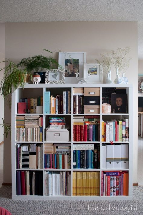 Plants And Books, Ikea Cubes, Books And Tea, Ikea Expedit, Bookshelves In Living Room, Ikea Shelves, Cube Bookcase, Cube Shelves, Bookshelf Styling