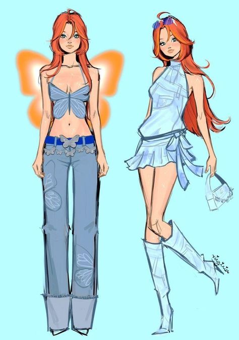 Blumarine Ss22, Bloom Fanart, Klub Winx, Art Outfit, Bloom Winx Club, Pinturas Disney, Fashion Design Sketches, Drawing Clothes, Cute Art Styles