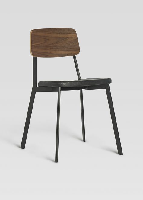 The Sprint Grand Side Chair with Upholstered Seat is steel with an upholstered seat and a wood veneer seat back. Stackable. Wood And Metal Chair, Coffee Shop Chairs, Coffee Chair Design, Coffee Shop Chair, Chair Cafe Design, Dining Chair Ideas, Chair For Restaurant, Coffee Shop Furniture, Chair Cafe