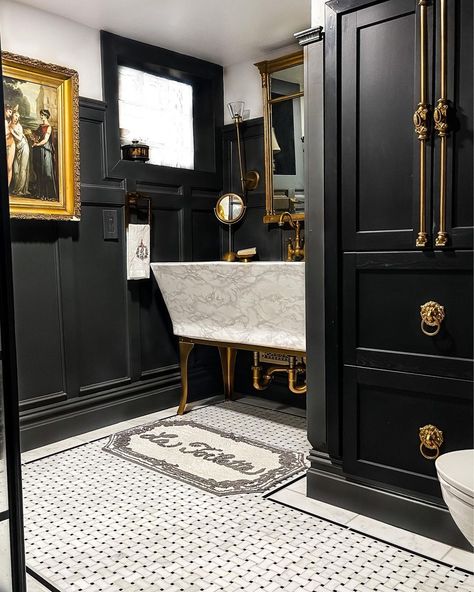 Speakeasy Bathroom, Speakeasy Style, Parisian Bathroom, Speakeasy Decor, Second Bathroom, Master Bath And Closet, Classic Interiors, Style Bathroom, Bath Ideas