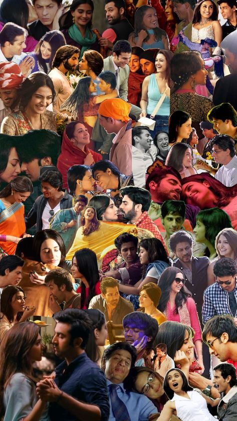 #bollyromcom Bollywood Posters Collage, Mismatched Poster, Bollywood Movie Collage, Vintage Bollywood Aesthetic Wallpaper, Bollywood Journal, Bollywood Collage, Bollywood Aesthetics, 90s Edit, Old Bollywood Movies