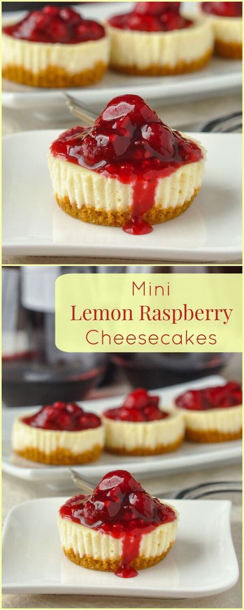 Lemon Cheesecakes, Lemon Raspberry Cheesecake, Mini Lemon Cheesecakes, Coconut Dessert, Mini Cheesecake Recipes, Diy Easy Recipes, Rock Recipes, Brownie Desserts, Dessert Aux Fruits