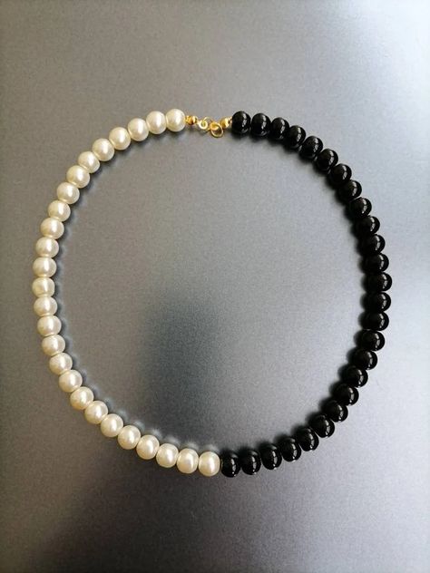 Half Black Pearl Half White Pearl Necklace Black-white Half | Etsy Half Pearl Necklace, Pearl Jewelery, Black Pearl Jewelry, Black Pearl Bracelet, Ethereal Jewelry, Black And White Necklaces, Gemstone Jewellery Design, Pearl Jewelry Design, Black Pearl Necklace