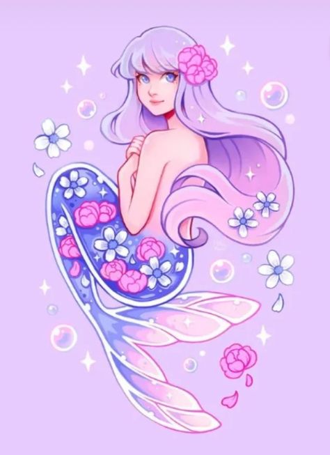 Mermay 2024, Marshmallow Art, Kawaii Marshmallow, Chibi Girl Drawings, Mermaid Illustration, Fantasy Mermaids, Cocoppa Wallpaper, Mermaid Drawings, Girl Drawings