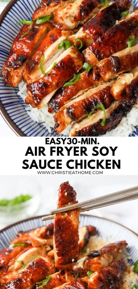 Air Fryer Asian Chicken, Air Fryer Recipes Asian, Asian Marinade For Chicken, Chicken Air Fryer, Soy Sauce Marinade, Awesome Chicken, Air Fryer Chicken Thighs, Soy Sauce Chicken, School Dinner