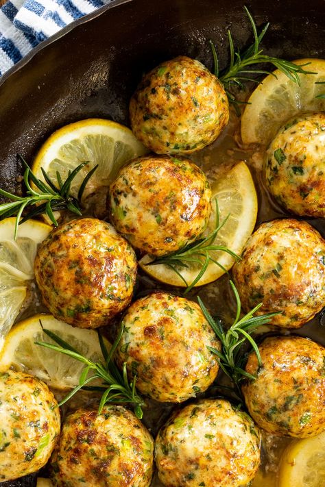 Recipes Meatballs, Herbed Chicken, Lemon Garlic Butter Sauce, Chicken Meatball Recipes, Herb Chicken, Garlic Butter Sauce, Citrus Chicken, Turkey Meatballs, Chicken Meatballs