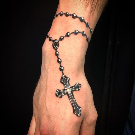 Rosary tattoo 📿 #tattooartist #tattoo #rosary #rosarytattoo #rosarytattoos #tattooideas #tattoodesign #freehand #art #artistsoninstagram… | Instagram Rosary Design Tattoo, Rosary Hand Tattoo Men, Prayers Tattoo Ideas, Brojanica Tattoo, Name Designs Ideas, Rosary On Hand Tattoo, Rosaries Tattoo, Rosery Tattoos Men, Rosario Hand Tattoo