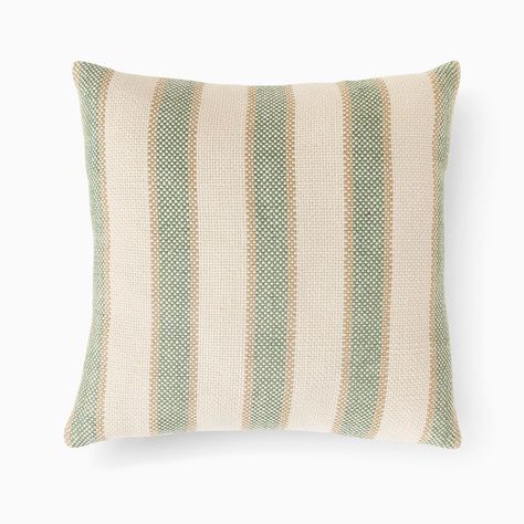 Outdoor Decorative Cushions - West Elm UK Pool Area Decor, Outdoor Cabana, Stripe Cushion, Patio Pillows, Fringe Pillows, Garden Cushions, Surf Shack, Striped Cushions, Green Colour Palette