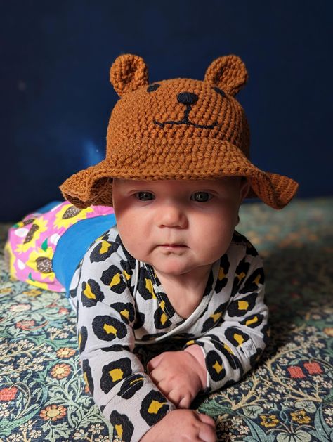 Bear Bucket Hat Crochet pattern by The Puffling Bear Bucket Hat Crochet, Bear Bucket Hat, Bucket Hat Crochet Pattern, Bucket Hat Crochet, Knitting Clothes, Hat Crochet Pattern, Hat Crochet, Crochet Hat Pattern, Knit Outfit