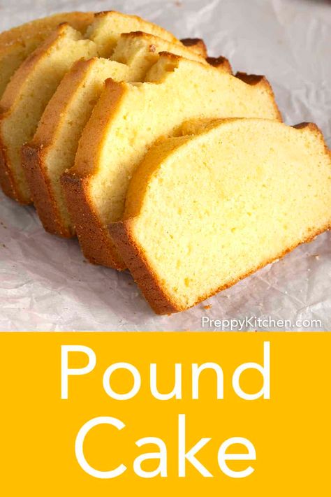 Easy To Make Cake, Classic Pound Cake Recipe, Homemade Pound Cake, Pound Cake Recipes Easy, Butter Pound Cake, Moist Pound Cake, Almond Pound Cakes, Pan Sin Gluten, Preppy Kitchen