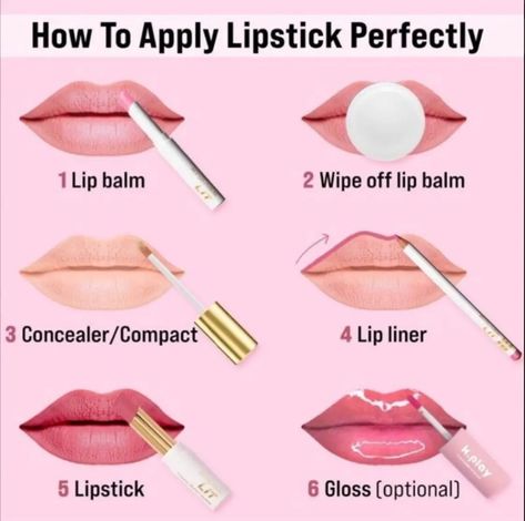 Apply Lipstick Perfectly, Lipstick Guide, Dry Skin Makeup, Apply Lipstick, Lipstick Hacks, Lipstick Art, Lip Swatches, How To Apply Lipstick, Glitter Lips