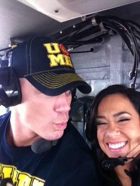 John Cena and AJ having fun at tribute to the troops :) Wwe Funny Pictures, Wwe Backstage, Dean Ambrose Seth Rollins, Wwe Pictures, Human Icon, Wrestling Stars, Aj Lee, Wwe Girls, Wwe Tna