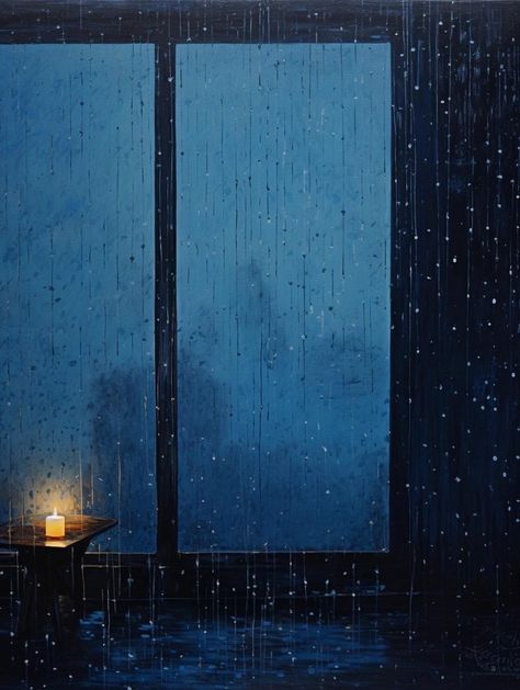 Rainy Window Illustration, Animated Rain, On The Pillow, Rain Illustration, Rainy Window, Window Illustration, Rain Painting, Moody Art, Light Blue Aesthetic