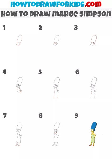 How To Draw Marge Simpson Step By Step, The Simpsons Drawings Easy, Marge Simpsons Drawings, Complete The Drawing, How To Draw Cars, How To Draw Cartoons, Draw Cars, Draw Cartoons, Simpsons Drawings