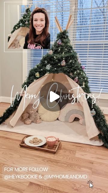 Kelsey Bookie on Instagram: "The magic of Christmas - fully delivered thanks to our upgraded Christmas tree teepee 🎄
This simple DIY is an easy, affordable way to add a festive play space for your child. Link in bio for all you need! 

#christmasdiy #christmastree #xmasdiy #imaginativeplay #momcrafts #kidcrafts #diymom #momlife #kidfriendly" Teepee Christmas Tree, Christmas Tree Teepee, Christmas Teepee, Tree Teepee, Teepee Diy, Xmas Diy, Mom Diy, The Magic Of Christmas, Magic Of Christmas