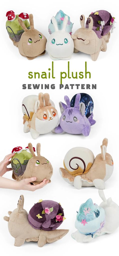 Snail Plush, Plushies Diy, Crochet Snail, Diy Plush Toys, Sewing Templates, Cute Sewing Projects, Animal Sewing Patterns, Plushie Patterns, Sewing Stuffed Animals