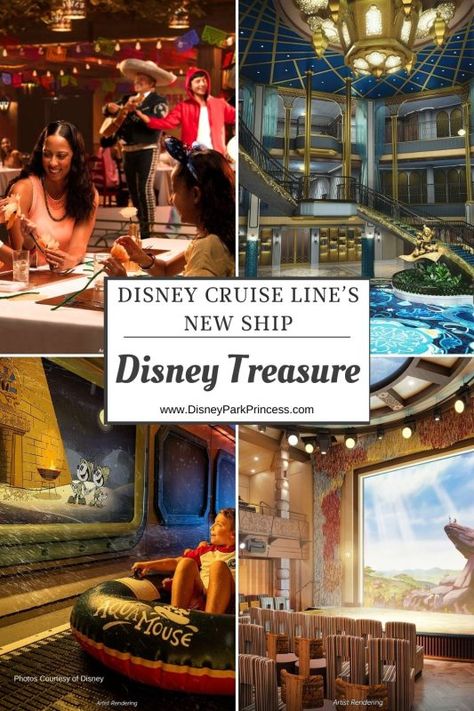 Learn all there is to know about the new Disney Cruise Line ship - Disney Treasure! Disney Cruise Treasure, Disney Treasure Cruise Ship, Disney Park Princess, Cruise With Kids, Disney Moms, Cruise Tips And Tricks, Disney Treasure, Disney Cruises, Cruise Secrets