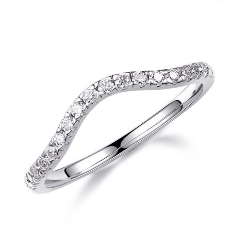 PRICES MAY VARY. DESIGN: This stunning contoured wedding band is the perfect way to add some sparkle to your engagement ring. The moissanite featured on this ring have been hand-selected for sparkle and brilliance. The contoured shape allows you to accessorize one or both sides of another ring in style. Delicate, classic and elegant hand engraved curved wedding band with moissanite. Gently wraps around your engagement ring creating a seamless and complementing set. MATERIAL: This timelessly eleg Ring Images, Wedding Band Curved, Wedding Band For Women, Simple Wedding Bands, Contour Wedding Band, Infinity Band, Half Eternity Ring Diamond, Cute Engagement Rings, Wedding 2025