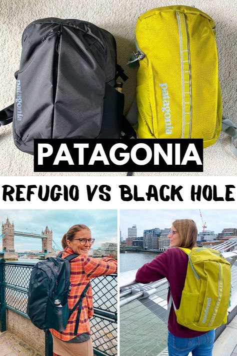 Dive into an epic comparison between Patagonia's Refugio and Black Hole backpacks. Find out which bag reigns supreme for your travel adventures. Whether it's capacity, comfort, or sustainability you're after, we've got the scoop. Perfect for travelers aiming to pack smart. Patagonia Backpack, Patagonia Black Hole, Carry On Packing Tips, Minimalist Packing, Best Travel Backpack, Carry On Packing, Long Term Travel, Soho London, Minimalist Travel