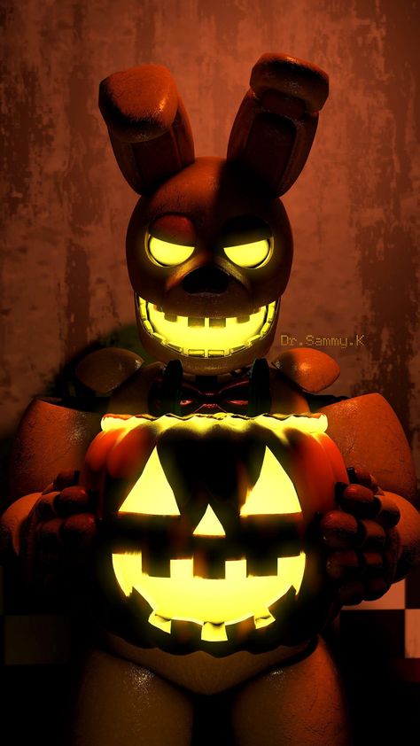 free wallpapers 4K halloween, spring bonnie, glow for mobile and desktop Halloween Desenhos, Scary Balloons, Rabbit Pumpkin, Freddy Movie, Wallpapers Halloween, Bonnie Fnaf, Spring Bonnie, Fnaf Wallpapers, Fnaf 1