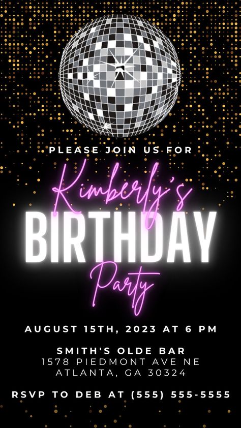 Disco Party Invitations Printable Free, 70s Disco Invitation, 70s Disco Party Invitations, Disco Ball Party Invitation, Disco Theme Party Invitations, Invitation Disco Party Birthday, Disco Birthday Party Invitations, Disco Theme Invitations, Gala Themed Birthday Party