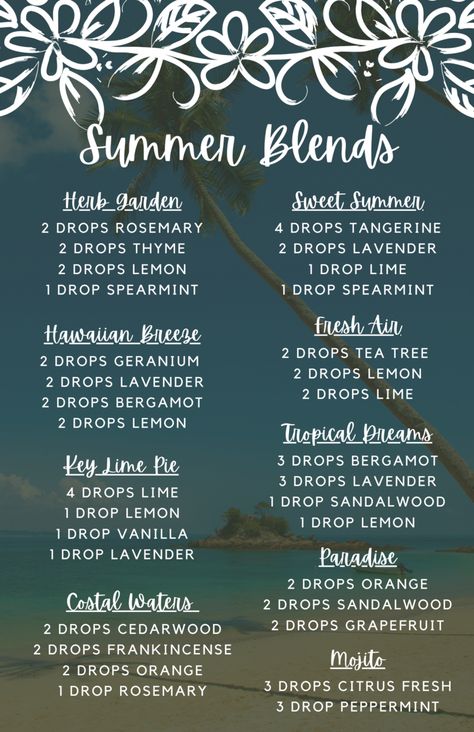 Essential Oil Blends for Every Need — cardio coffee and kale Island Essential Oil Blend, Essential Oil Recipes Spa Smell, Pina Colada Essential Oil Blend, Essential Oil Blends For Bathroom, Yankee Candle Essential Oil Blends, Clean House Essential Oil Blend, Bay Rum Essential Oil Blend, Sandlewood Essential Oil Blends, Summer Essential Oil Blends