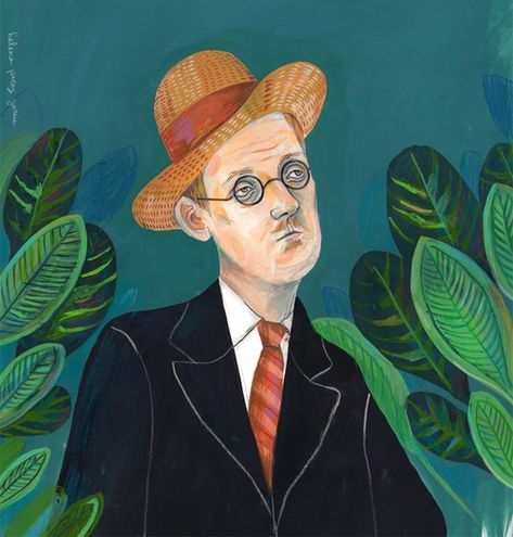 James Joyce by Helena Perez Garcia 2017 James Joyce Illustration, Figure Illustration, Life Illustration, Night Illustration, Modern Portraits, Forest Illustration, James Joyce, Dublin City, Winter Bird