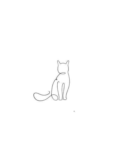 Tiny Cat Outline Tattoo, Tattoos Cats Minimalist, Minimalist Tattoo Animals, Small Dainty Cat Tattoos, Small Tattoos For Cats, Cute Simple Cat Tattoos, Small Cat Outline Tattoo, Minimal Cat Tattoo Line, Cat One Line Tattoo