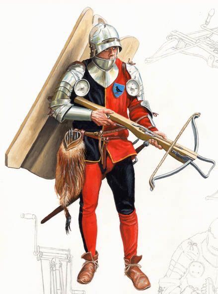 Medieval Warriors, Medieval Crossbow, Century Armor, Historical Warriors, Ancient Warfare, Historical Armor, Wars Of The Roses, Late Middle Ages, Historical Artwork