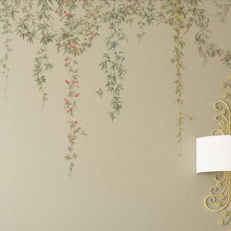 Flower Vines Painting, Flower Fairy Bedroom, Flower Vine Painting, Painted Flowers On Wall, Floral Wall Painting Ideas, Floral Mural Painting, Vines Painting, Vine Painting, Wall Painting Flowers