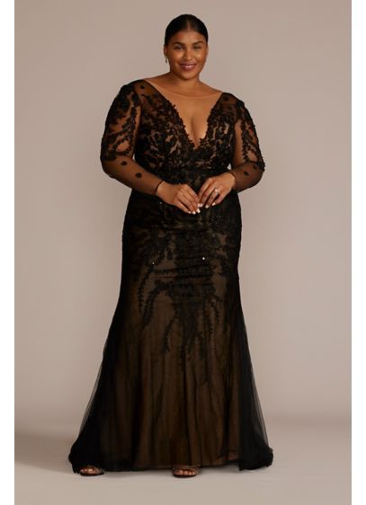 Long Sleeve Floral Tall Plus Wedding Dress 4XL9LSSWG851 Plus Size Evening Gown Special Occasions, Bodysuit Wedding Dress, Plus Size Formal Dress, Plus Size Evening Gown, Plus Wedding Dresses, Informal Dress, Pregnant Lady, Plus Size Wedding Dress, Davids Bridal Wedding Dresses