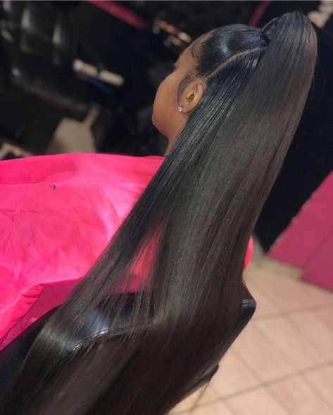 @swaybreezy ☁️🧸 Weave Ponytail Hairstyles, Easy Hairstyles For Medium Hair, Brazilian Straight Hair, Quick Weave, Hair Ponytail Styles, Hair Laid, Long Black Hair, Ponytail Styles, Short Hair Styles Easy