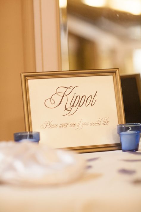 Kippot table-- all the signs and programs were the same font to keep with consistency The Signs, Maui, Real Weddings, Card Holder, Place Card Holders, Signs