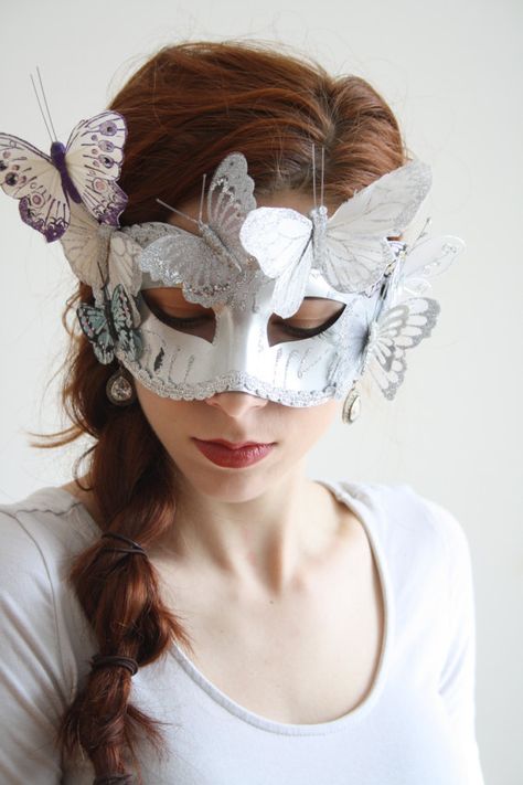 Masquerade Mask Silver masquerade ball mask halloween mask Masquerade Mask Silver, Silver Masquerade Mask, The Mask Costume, Diy Carnival, Masquerade Ball Mask, Makeup At Home, Mascaras Halloween, Butterfly Mask, Bridal Mask