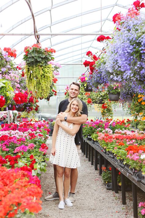 Engagement photos ideas | green house | bright & colorful #greenhouse #engagementphoto Bright Color Engagement Pictures, Colorful Engagement Photos, Bright Engagement Photos, Green House Photoshoot, Green House Engagement Photos, Greenhouse Engagement Photos, Greenhouse Engagement Pictures, Colorful Greenhouse, Greenhouse Couple Photoshoot