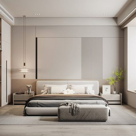 Modern Minimalist Bedroom Luxury, Minimalist Contemporary Bedroom, Contemporary Minimalist Bedroom, Contemporary Bedroom Interior Design, Bedroom Luxury Design, Bedroom Design Modern, White Bedroom Design, Modern Minimalist Bedroom, New Bedroom Design