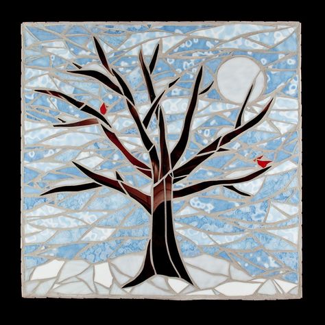 tree Mosaic Trees, Ravenna Mosaics, Tree Mosaic, Mosaic Birds, Mosaic Madness, Glass Mosaic Art, Mosaic Flowers, Glass Fusing, Mosaic Projects