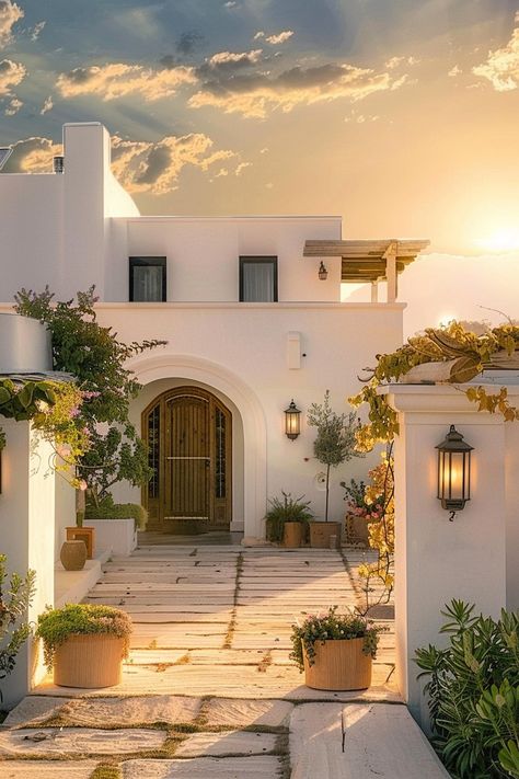 Classic Mediterranean Interior, Mediterranean Style House Exterior, Mediterranean Modern Homes, New Mediterranean Interior, Mediterranean Mood Board, Modern Spanish House Exterior, New Mediterranean Design, Modern Mediterranean Homes Interior Design, Modern Mediterranean Design