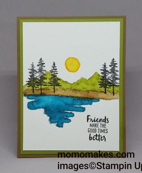 Fete Emo, Set Video, Watercolor Projects, Summer Cards, Mountain Scene, Easy Watercolor, Stamping Up Cards, Male Cards, Masculine Cards