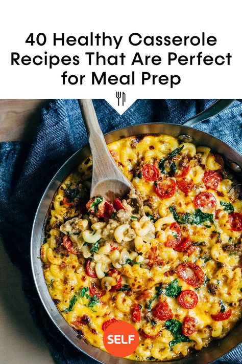 These 40 healthy casserole recipes won't take long to make or leave you feeling hungry. With any luck, these casseroles will keep you off of kitchen duty for a few weeks! Healthy casserole recipes are lifesavers when you've got a million and one things on your mind and cooking elaborate meals isn't one of them. Stressful times call for big batches of simple dishes that are easy to throw together, and don't take long to make or reheat. #quickmeals #healthymeals #easymeals #mealprep Easy Light Casseroles, Casseroles For Meal Prep, Healthy Italian Casserole Recipes, Casseroles That Reheat Well, Heart Healthy Casserole Recipes, Healthy Casserole Recipes Clean Eating, Easy Casserole Recipes Healthy, Healthy Pasta Casserole, Healthy Casserole Recipes For Dinner