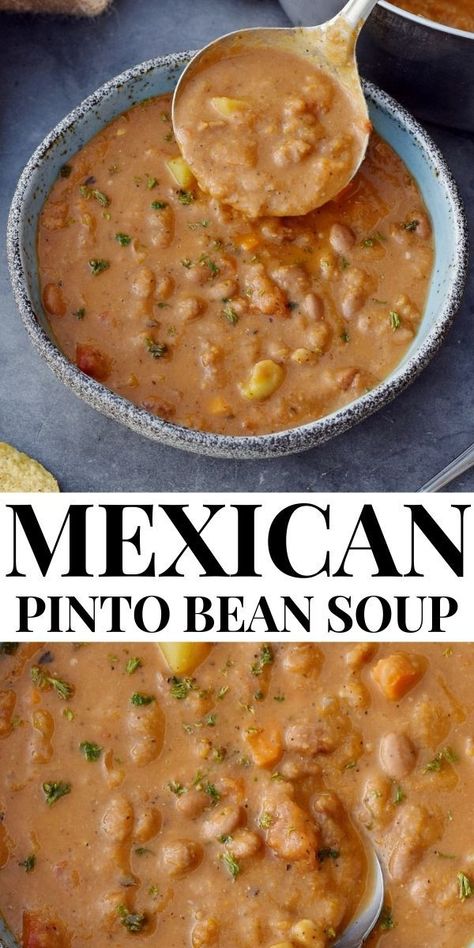 Pinto Beans Soup, Mexican Pinto Bean Soup, Pinto Bean Soup Recipes, Ella Vegan, Mexican Pinto Beans, Pinto Bean Soup, Beans Soup, Pinto Bean, Quick Soup