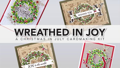 Taylored Expressions Wreathed In Joy, Joy Cards, Stamping Cards, Festive Wreath, Personalized Stamps, Taylored Expressions, Card Making Kits, Different Holidays, Making Cards