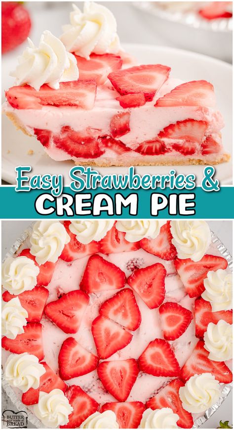 Fresh Strawberry Cream Pie, Strawberry And Cream Pie, Strawberries And Cream Pie, Strawberry Whipped Cream Frosting, Strawberry Cream Pie, Strawberry Things, Strawberry Cream Pies, Strawberry Pie Filling, Strawberry Whipped Cream