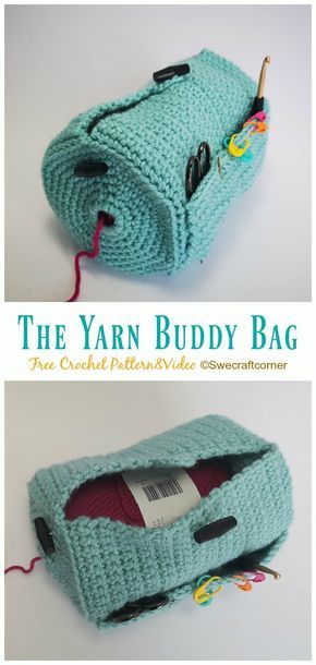 Yarn Buddy, Diy Yarn Holder, Crochet Yarn Holder, Crochet Hook Holder, Diy Sy, Crochet Hook Case, Yarn Holder, Confection Au Crochet, Yarn Bag