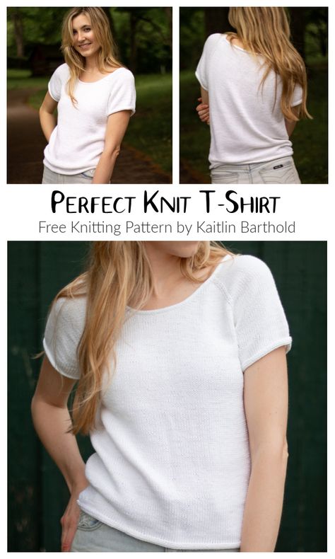 Perfect Knit T-Shirt Free Knitting Pattern - Knitting Pattern Knit T Shirt Pattern Free, Knitted Tees Free Pattern, Knit T Shirt Pattern, Summer Knit Top Pattern Free, Knitted Tshirt Pattern, Knitted Tank Top Pattern Free, Knit Shirt Pattern, Knit Top Pattern Free, Knit Tank Top Pattern