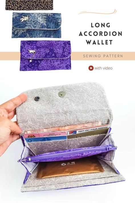 Accordion Wallet Tutorial, Clutch Wallet Sewing Pattern, Envelope Wallet Pattern, Accordian Wallet Pattern, Simple Wallet Sewing Pattern, Diy Accordion Wallet, Trifold Wallet Pattern, Diy Wallet Pattern, Wallet Pattern Free