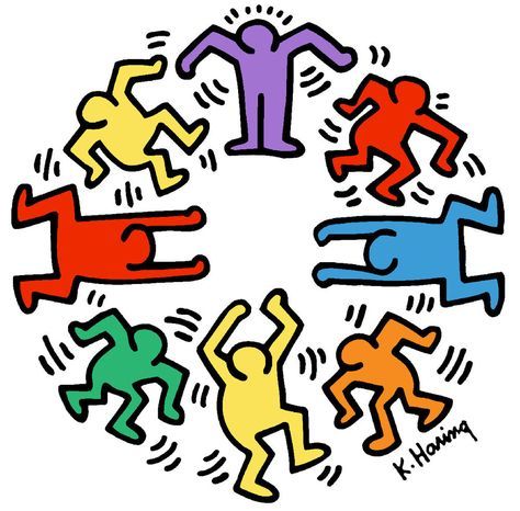 Keith Haring CIRCLE OF MEN Dance 16x16 Giclee Pop Art Print #PopArt #keith #keithharing Keith Haring, Dancing, Art