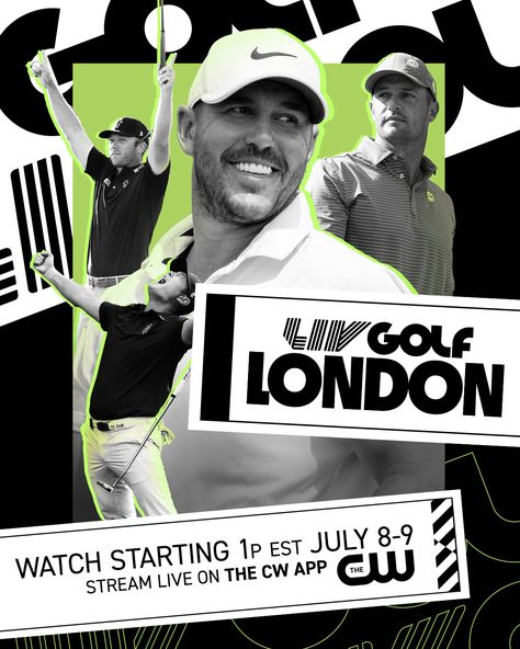 Golf Graphic Design Poster, Virtual Golf, Liv Golf, London 2023, London Watch, Golf Poster, Golf Day, Graphic Design Ads, Typography Graphic