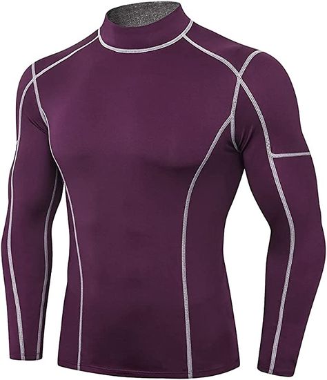 Amazon.com: Men's Compression Shirts Long Sleeve Athletic Workout Tops Gym Undershirts Active Sports Baselayers Black : Clothing, Shoes & Jewelry Men Bodybuilding, Compression Shirt Men, High Collar Shirts, Compression T Shirt, Winter Workout, Body Building Men, Mens Compression, Gym Clothing, Gym Tops