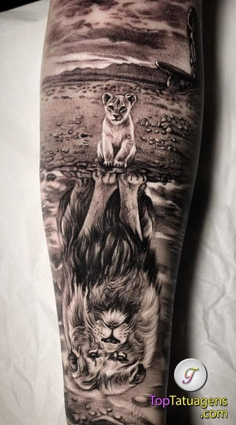 Nature Tattoo Sleeve, Lion Tattoo Sleeves, Lion Tattoos, Lion Head Tattoos, Kunst Tattoos, Men Tattoos, Cool Forearm Tattoos, Cat Tattoos